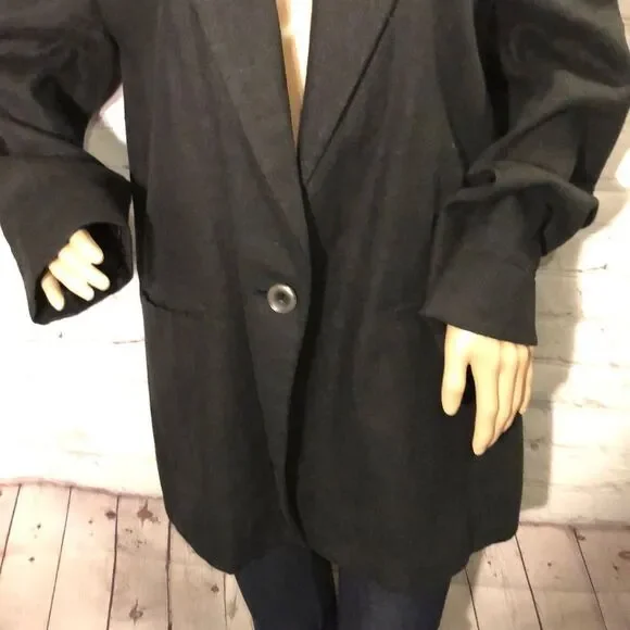 Vintage Harve Benard Long Single Breasted Oversized Black Blazer Large? - Picture 3 of 8